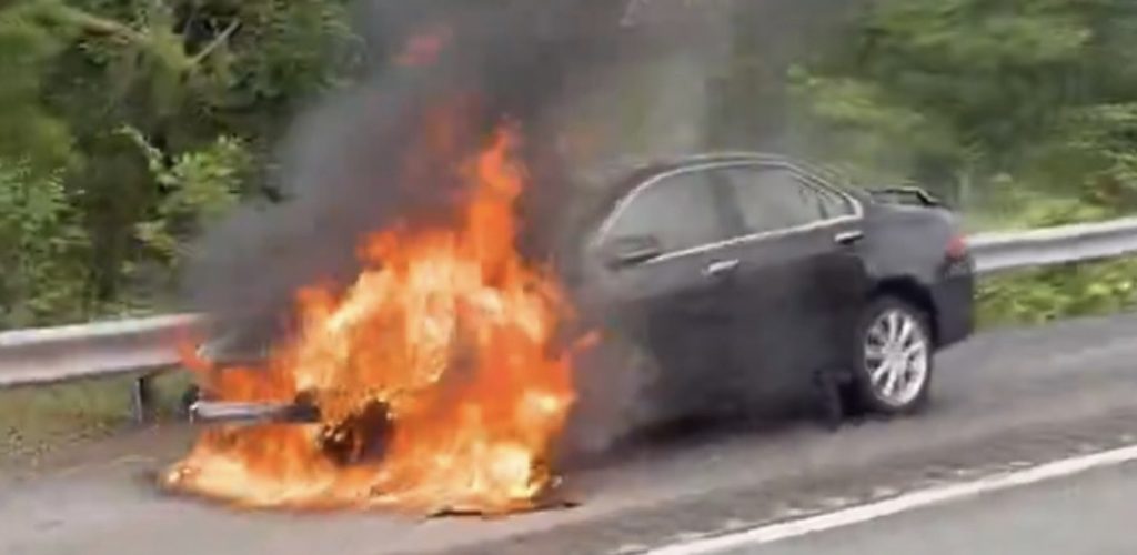 vehicle caught fire