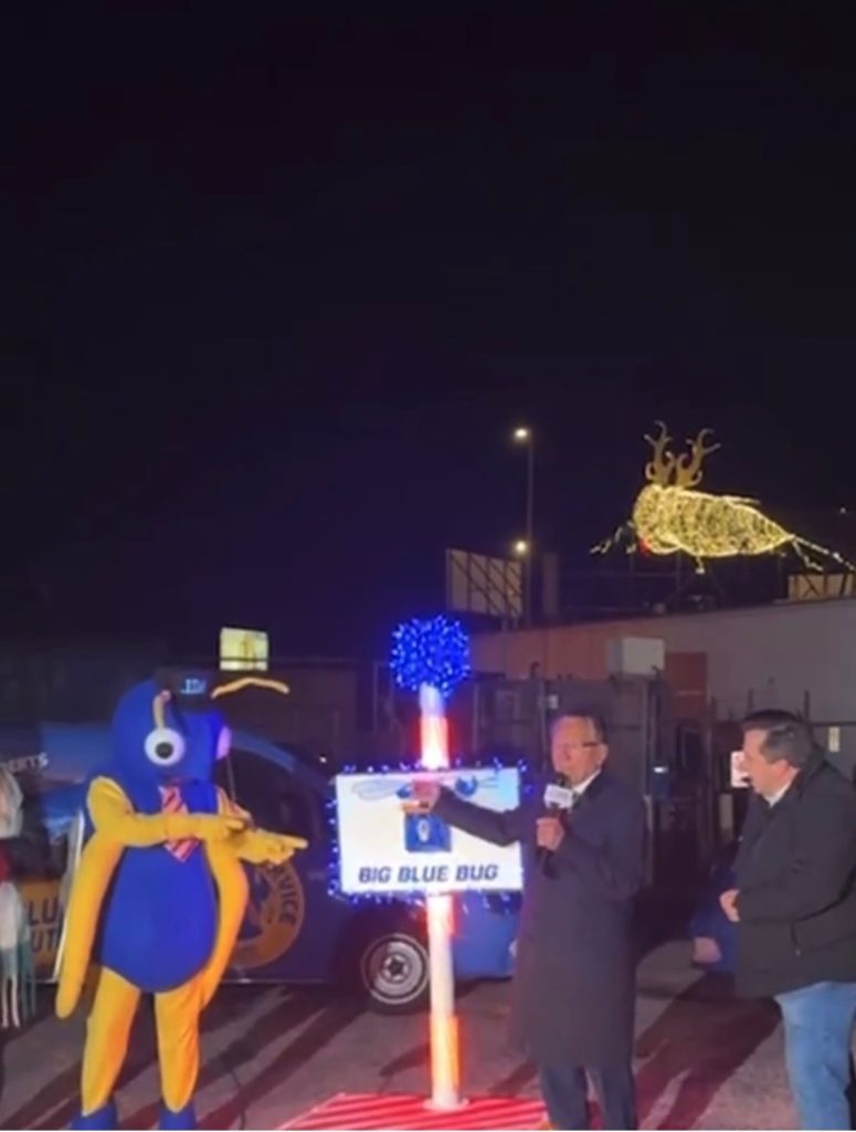 Judge Caprio serving as the special guest at the Big Blue Bug lighting 