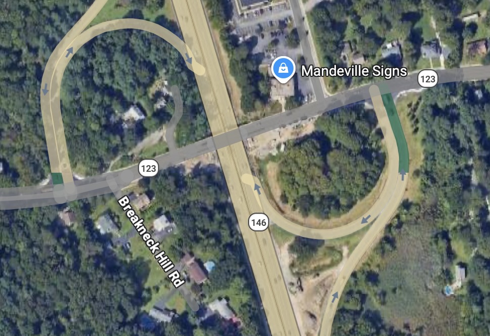 Route 146 truck hit bridge