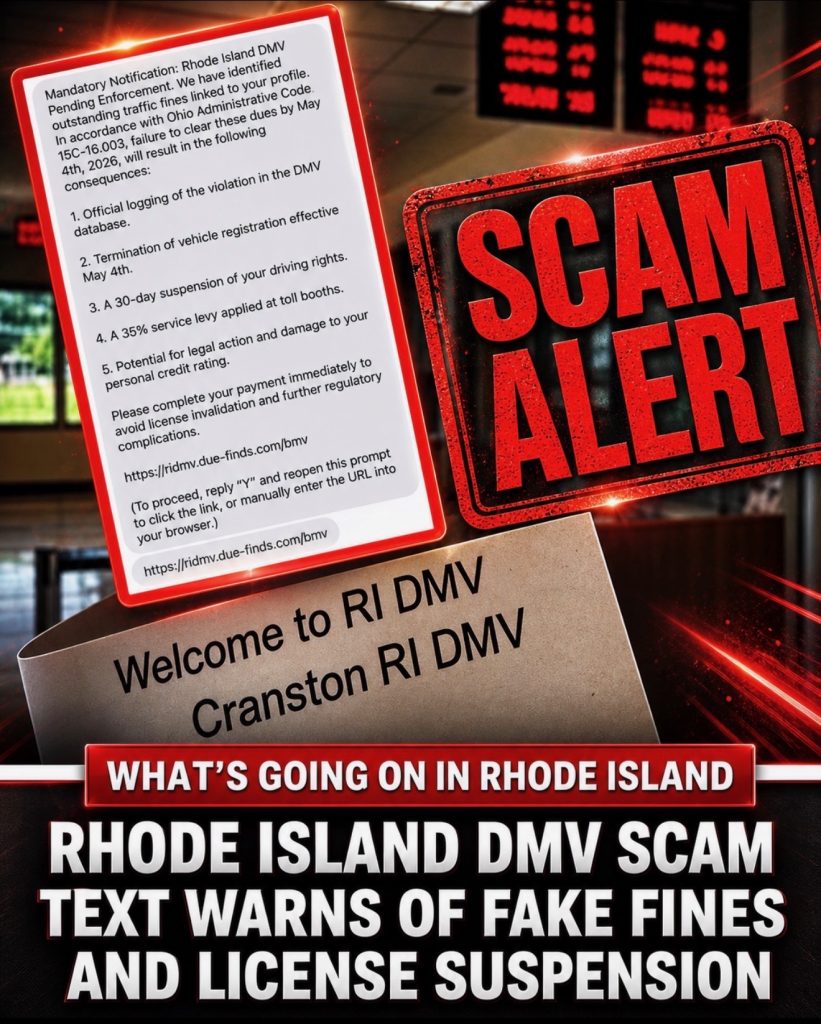 Rhode Island DMV scam text